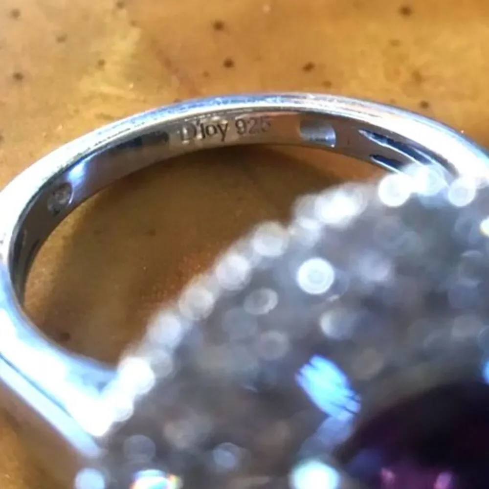 Natural Amethyst Sterling Silver Cocktail Ring Size 6